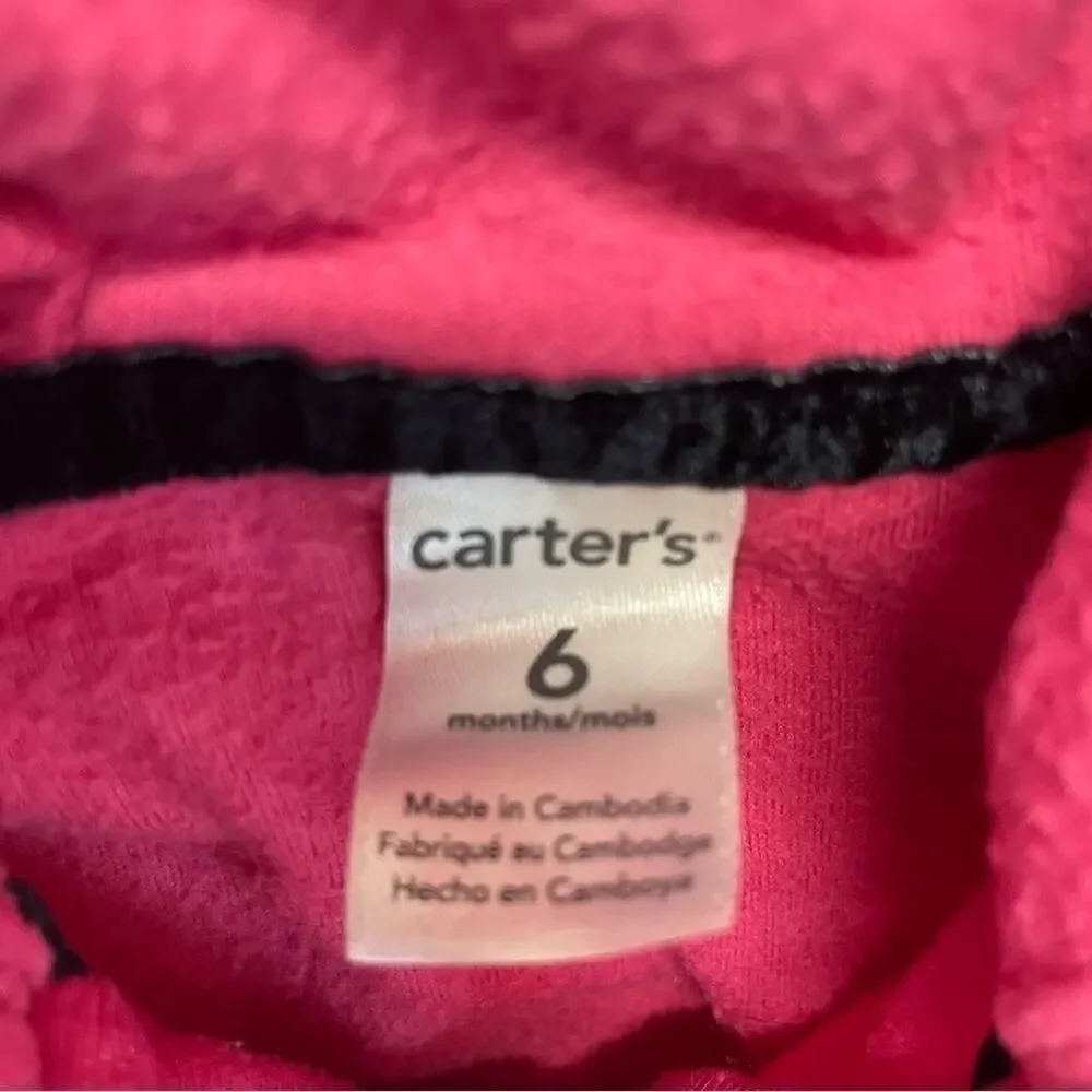 Carter’s Pink Fleece Jacket Hoodie Full Zip Girls Size 6 Months pink